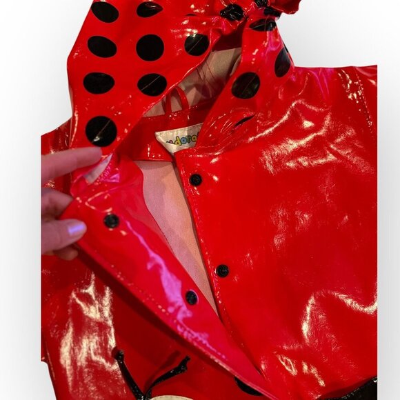 Kidorable Kids Ladybug Raincoat Hooded Jacket Red Black Polka Dot Size Girls 4T - Picture 14 of 16